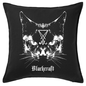Black Craft Cult Lucifer Cat throw pillow
