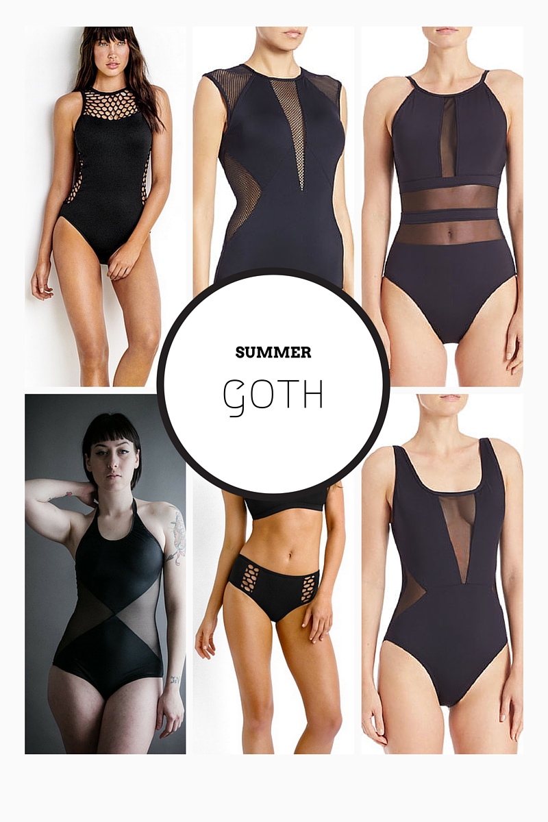 summer goth all black swimwear